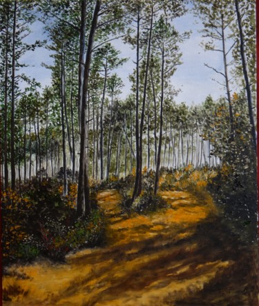 Peinture intitulée "Chemin de la lande" par Jean Jacques Ducom, Œuvre d'art originale, Huile