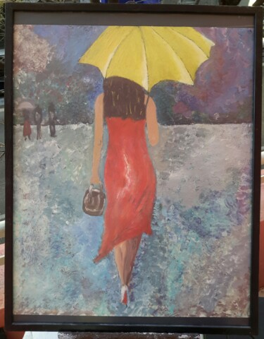 Peinture intitulée "Parapluies" par Jean-Jacques Gastaud, Œuvre d'art originale, Huile
