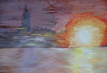 Peinture intitulée "coucher de soleil à…" par Jean-Jacques Gastaud, Œuvre d'art originale, Acrylique