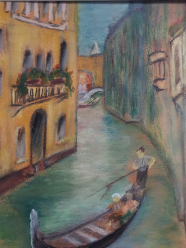 Peinture intitulée "Gondole à Venise" par Jean-Jacques Gastaud, Œuvre d'art originale, Pastel