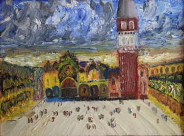 Peinture intitulée "Place Saint Marc" par Jean-Jacques Gastaud, Œuvre d'art originale, Huile