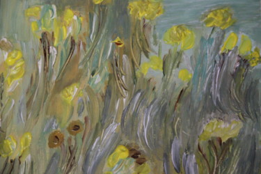 Peinture intitulée "iris-jaunes." par Jean-Jacques Gastaud, Œuvre d'art originale