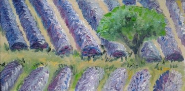 Peinture intitulée "Champs-de-lavande." par Jean-Jacques Gastaud, Œuvre d'art originale, Huile