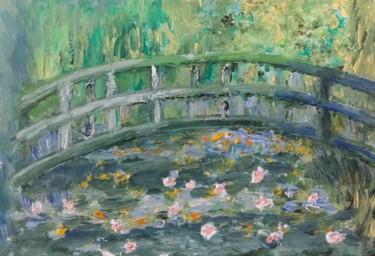 Peinture intitulée "Pont de Giverny" par Jean-Jacques Gastaud, Œuvre d'art originale, Huile