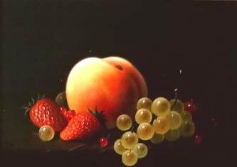 Peinture intitulée "Pêche et fruits" par Jean-Jacques Hauser, Œuvre d'art originale
