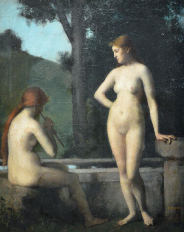 Pintura intitulada "Idylle" por Jean-Jacques Henner, Obras de arte originais, Óleo