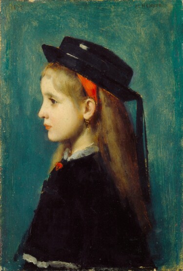 Pittura intitolato "Fille d'Alsace" da Jean-Jacques Henner, Opera d'arte originale, Olio