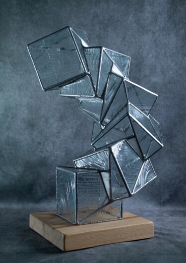 Sculpture titled "Equilibre Incolore" by Jean-Jacques Joujon (JimaJine), Original Artwork, Glass