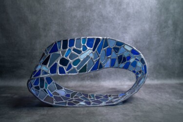 Γλυπτική με τίτλο "Ruban Infini Bleu" από Jean-Jacques Joujon (JimaJine), Αυθεντικά έργα τέχνης, Ποτήρι
