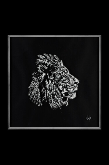 Escultura intitulada "Lion : fissures ver…" por Jean-Jacques Joujon (JimaJine), Obras de arte originais, Vidro Montado em Vi…