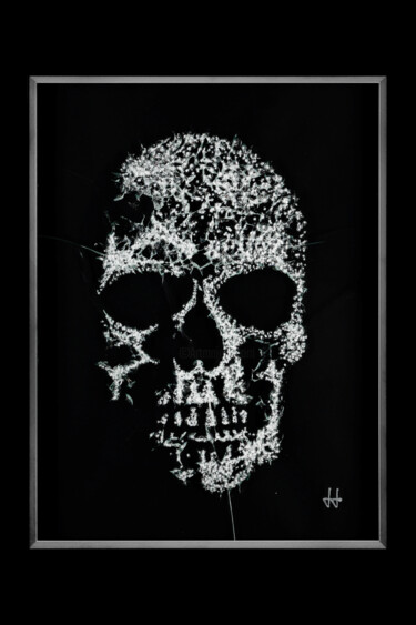 Scultura intitolato "SKULL - Crâne : fis…" da Jean-Jacques Joujon (JimaJine), Opera d'arte originale, Vetro Montato su Vetro