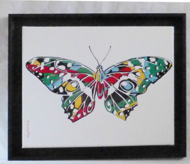 Peinture intitulée "papillonus curious" par Jean-Jacques Mazzella, Œuvre d'art originale, Huile