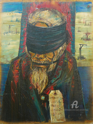 Pintura titulada "Le condamné" por Jj Neu, Obra de arte original, Oleo Montado en Bastidor de camilla de madera