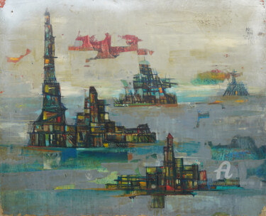 Malerei mit dem Titel "Les îles d'un autre…" von Jj Neu, Original-Kunstwerk, Öl