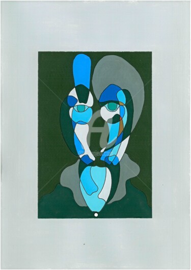 Peinture intitulée "visage-aux-yeux-ver…" par Twoodje, Œuvre d'art originale, Acrylique
