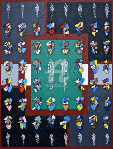 Peinture intitulée "les 9 couples  aux…" par Twoodje, Œuvre d'art originale