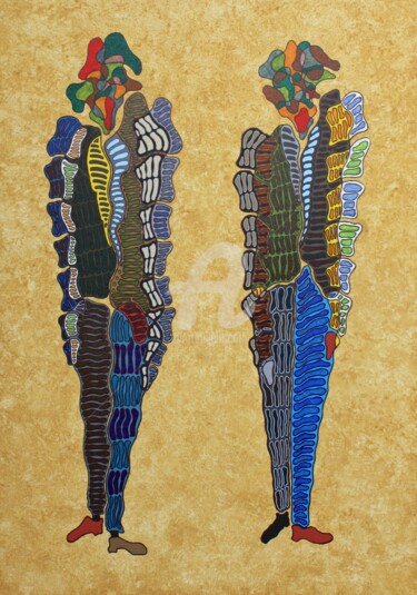 Peinture intitulée "Les 2 Catalans" par Twoodje, Œuvre d'art originale