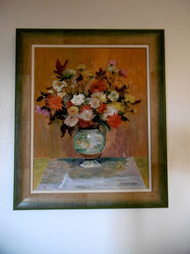 Painting titled "Bouquet de fleurs 2…" by Jean-Jacques Varlet, Original Artwork, Oil Mounted on Wood Stretcher frame