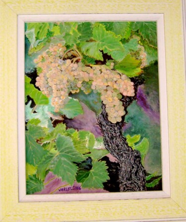 Schilderij getiteld "Cep de vigne- Raisi…" door Jean-Jacques Varlet, Origineel Kunstwerk, Olie