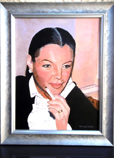 Painting titled "Romy Schneider" by Jean-Jacques Varlet, Original Artwork, Oil Mounted on Wood Stretcher frame