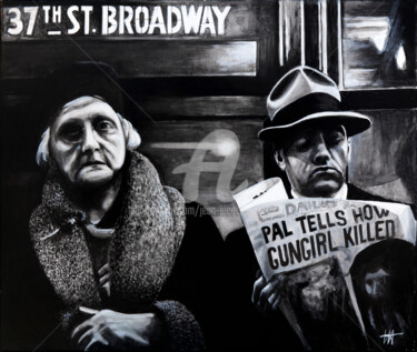 Peinture intitulée "Subway passengers /…" par Jean-Jacques Venturini, Œuvre d'art originale, Huile