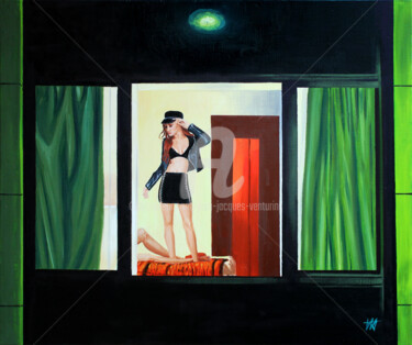 Peinture intitulée "Fenêtre sur cour" par Jean-Jacques Venturini, Œuvre d'art originale, Huile Monté sur Châssis en bois