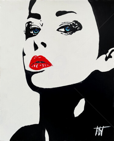 Schilderij getiteld "Red lips / 3" door Jean-Jacques Venturini, Origineel Kunstwerk, Acryl
