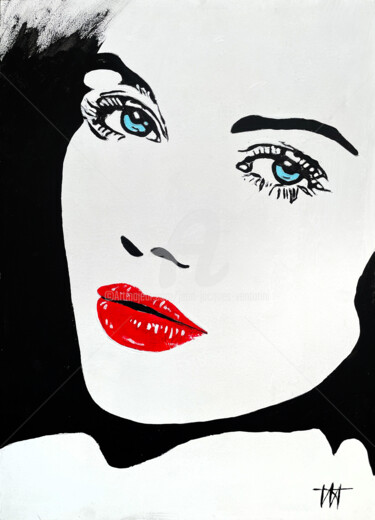 Pintura titulada "Red lips / 5" por Jean-Jacques Venturini, Obra de arte original, Acrílico Montado en Otro panel rígido