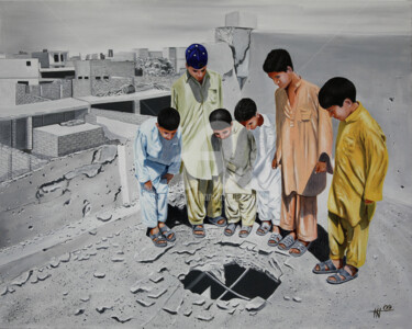 Painting titled "Peshawar impact" by Jean-Jacques Venturini, Original Artwork, Oil