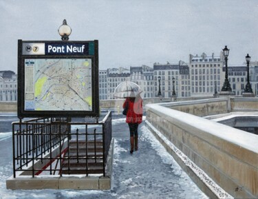 Painting titled "Pont Neuf" by Jean-Jacques Venturini, Original Artwork