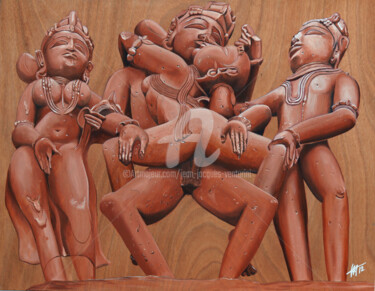 Painting titled "Kamasutra/1" by Jean-Jacques Venturini, Original Artwork, Oil Mounted on Wood Panel