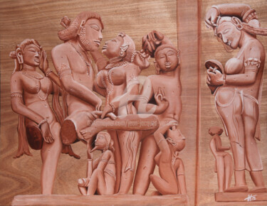 Malerei mit dem Titel "Kamasutra/3" von Jean-Jacques Venturini, Original-Kunstwerk, Öl Auf Holzplatte montiert