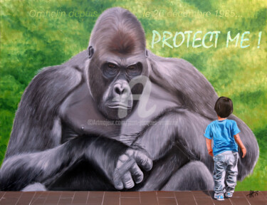 Peinture intitulée "Protect me ! / 3" par Jean-Jacques Venturini, Œuvre d'art originale, Huile Monté sur Châssis en bois