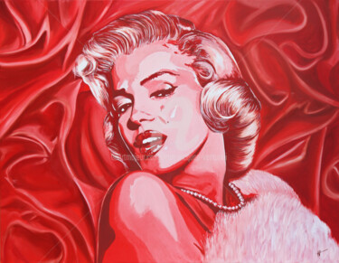 Painting titled "Rouge Marilyn / 2" by Jean-Jacques Venturini, Original Artwork, Oil