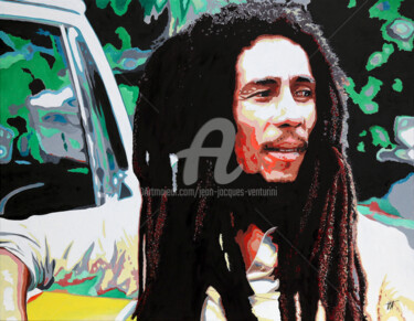 Schilderij getiteld "Bob Marley / 2" door Jean-Jacques Venturini, Origineel Kunstwerk, Olie