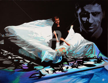 Schilderij getiteld "La mort de Desdémone" door Jean-Jacques Venturini, Origineel Kunstwerk, Olie Gemonteerd op Frame voor h…
