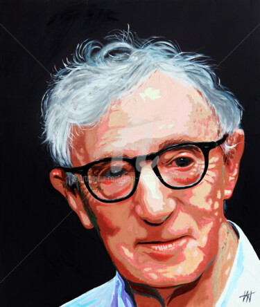 제목이 "Woody Allen"인 미술작품 Jean-Jacques Venturini로, 원작, 기름
