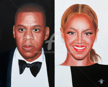 Peinture intitulée "Jay Z & Beyonce" par Jean-Jacques Venturini, Œuvre d'art originale, Huile