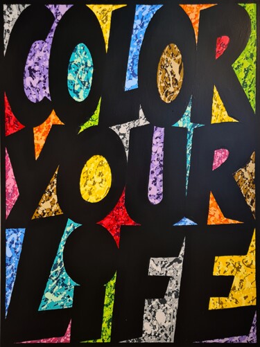 Ζωγραφική με τίτλο "Color your life (ne…" από Jean Jam, Αυθεντικά έργα τέχνης, Ακρυλικό Τοποθετήθηκε στο Ξύλινο φορείο σκελε…