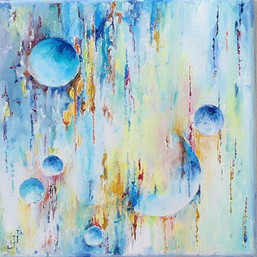 Painting titled "In a blue mood(2)" by Jean Jourdan, Original Artwork, Oil Mounted on Wood Stretcher frame