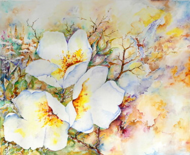 Painting titled "Blanches" by Jean Jourdan, Original Artwork, Watercolor