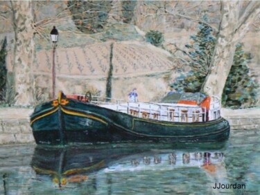 Pintura titulada "- sur le canal du M…" por Jean Jourdan, Obra de arte original, Acrílico