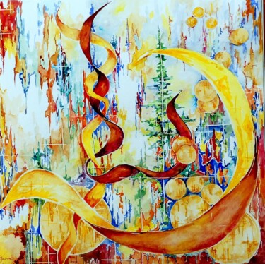 Pintura intitulada "larguer les amarres" por Jean Jourdan, Obras de arte originais, Aquarela Montado em Armação em madeira
