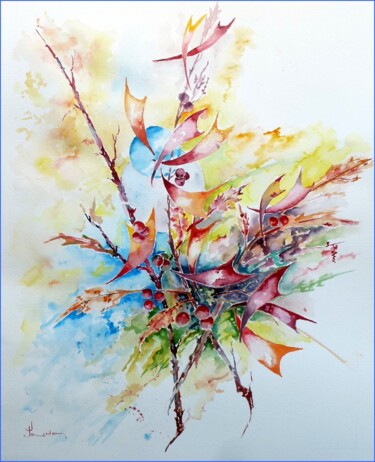 Painting titled "-fleurs sauvages-" by Jean Jourdan, Original Artwork, Watercolor