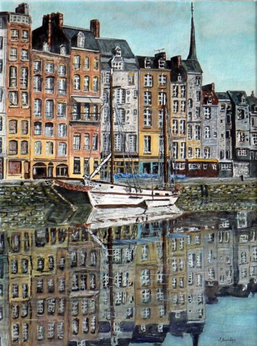 Pittura intitolato "Honfleur" da Jean Jourdan, Opera d'arte originale, Gouache