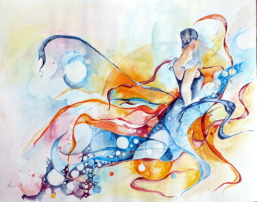 Schilderij getiteld "couleur danse" door Jean Jourdan, Origineel Kunstwerk, Aquarel