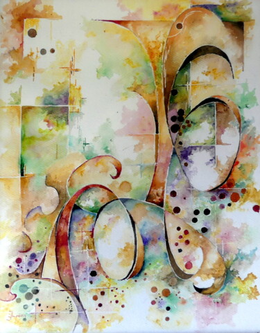 Painting titled "Volutes(1)" by Jean Jourdan, Original Artwork, Watercolor