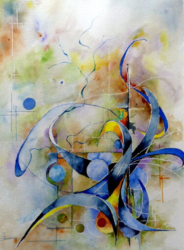 Malerei mit dem Titel "Free jazz" von Jean Jourdan, Original-Kunstwerk, Aquarell