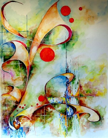 Peinture intitulée "Swing (1)" par Jean Jourdan, Œuvre d'art originale, Aquarelle