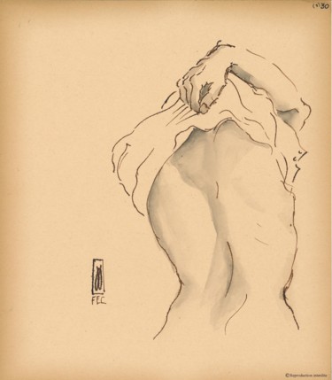 Dessin intitulée "Dos d'homme" par Jean Jouvin, Œuvre d'art originale